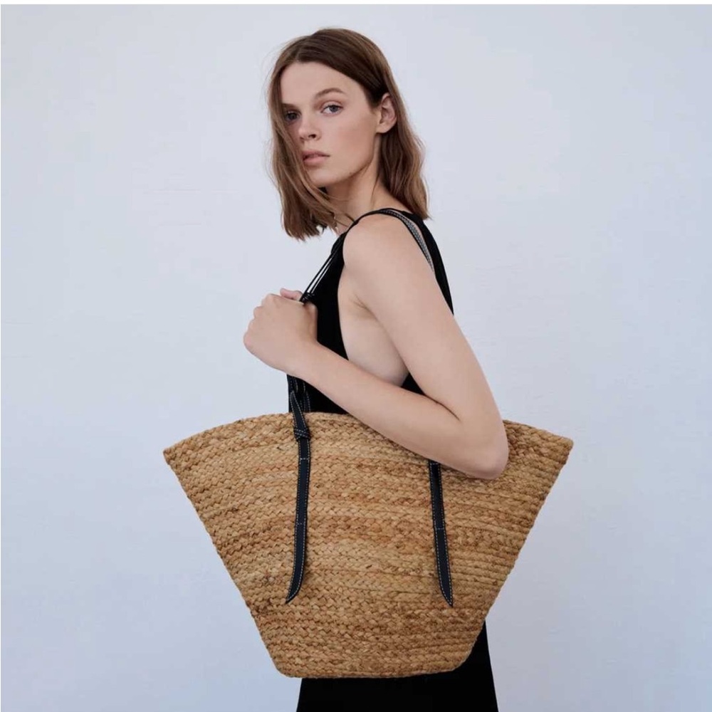Zara Jute Basket Tote Bag